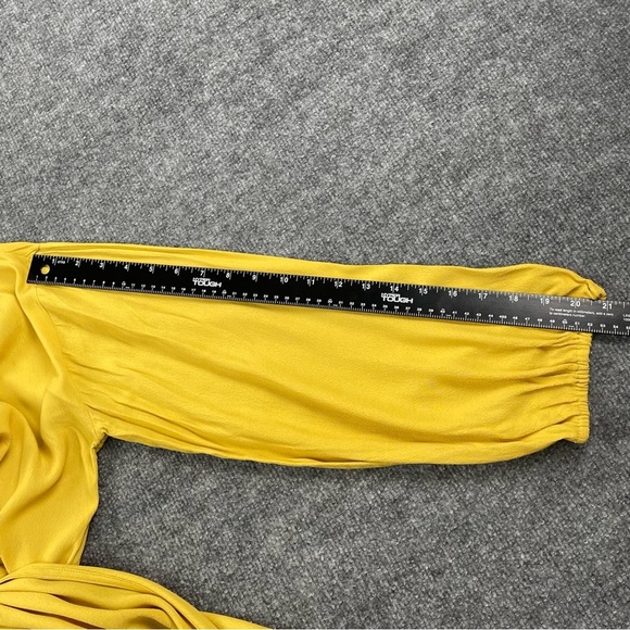 Madewell Shirt Womens XL Raelynn Yellow Wrap Blouse Side Tie Viscose V-Neck - Picture 10 of 16